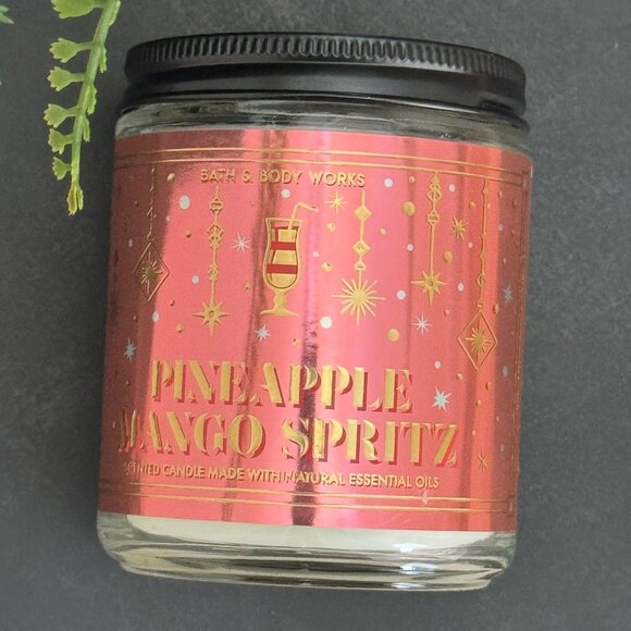 BBW Pineapple Mango Spritz Bath & Body Works Mason Jar Single Wick Candle - Picture 5 of 10